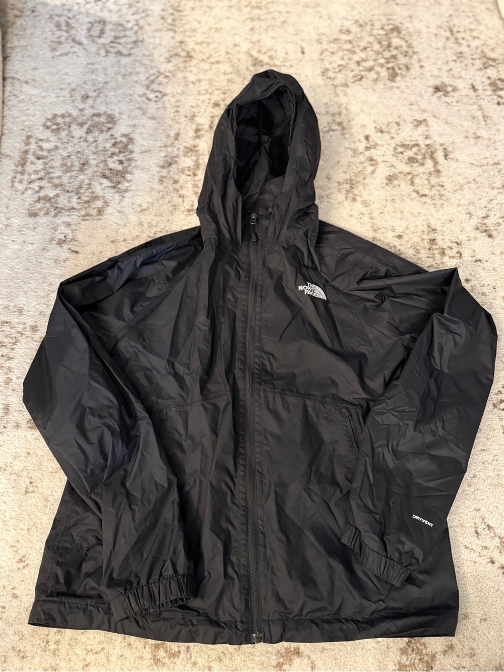 The North Face Black Hooded Rain Shell Jacket